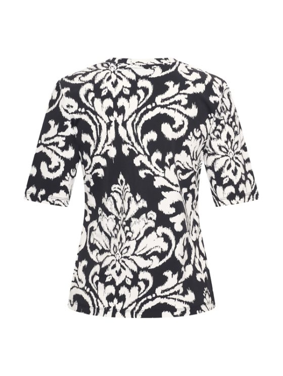 Mi Piace Travelstof Top V-Hals zwart offwhite ornament print 202271 - Afbeelding 3