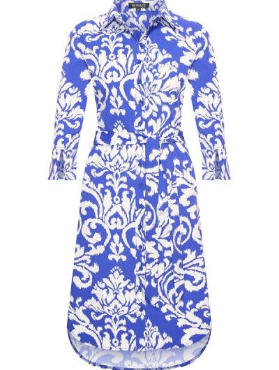 Mi Piace Travelstof Jurk cobalt offwhite ornament print 202092
