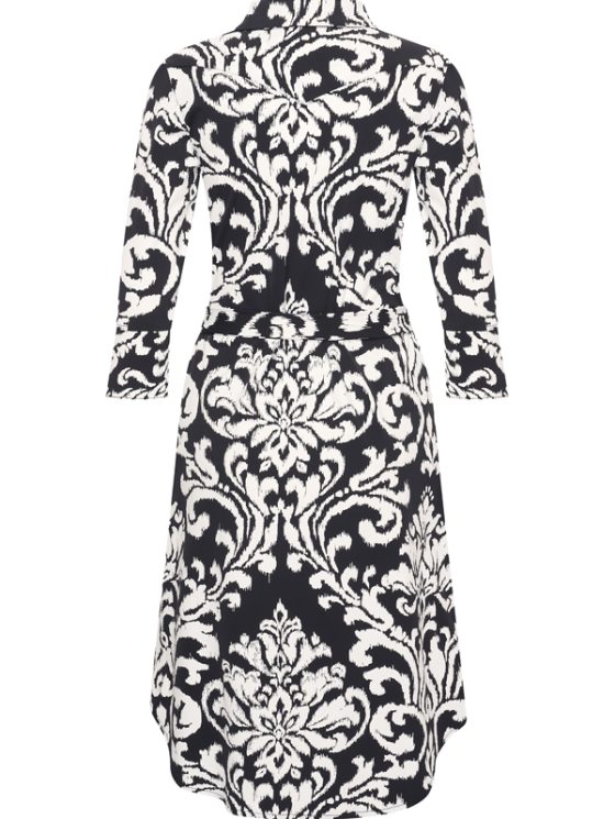 Mi Piace Travelstof Jurk zwart offwhite ornament print 202092 - Afbeelding 3