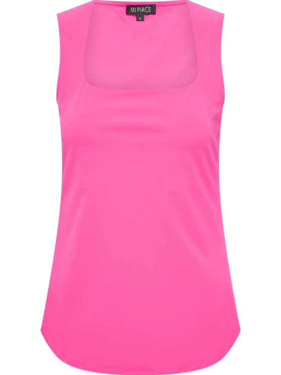 Mi Piace Travelstof Mouwloze Top Vierkante Hals fuchsia 202610 - Afbeelding 3