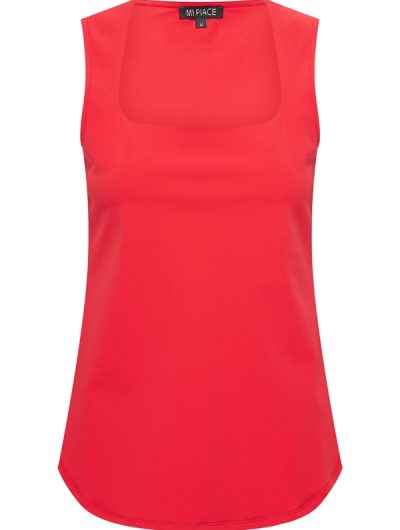 Mi Piace Travelstof Mouwloze Top Vierkante Hals rood 202610
