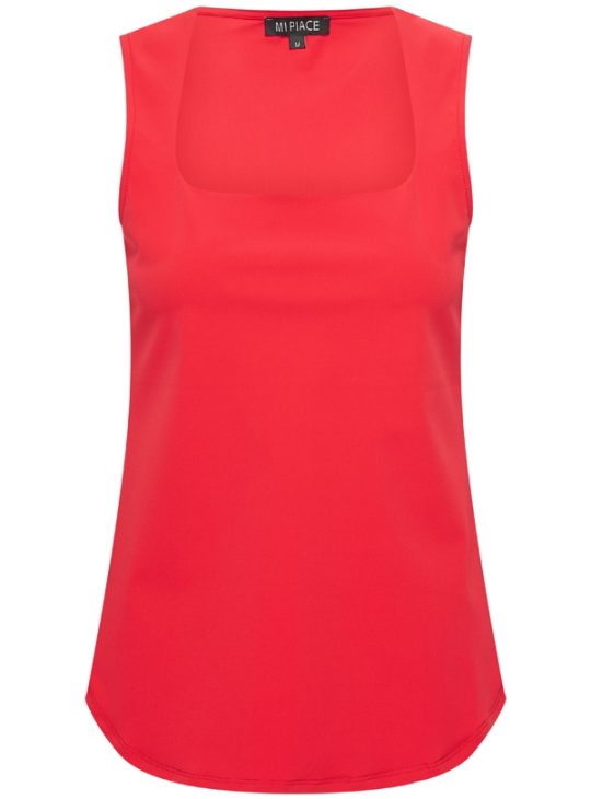Mi Piace Travelstof Mouwloze Top Vierkante Hals rood 202610