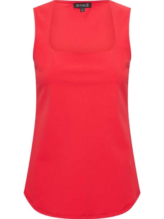 Mi Piace Travelstof Mouwloze Top Vierkante Hals rood 202610