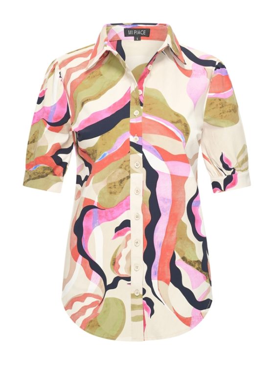 Mi Piace Travelstof Blouse Korte Mouw multicolour picasso print 202270 - Afbeelding 7