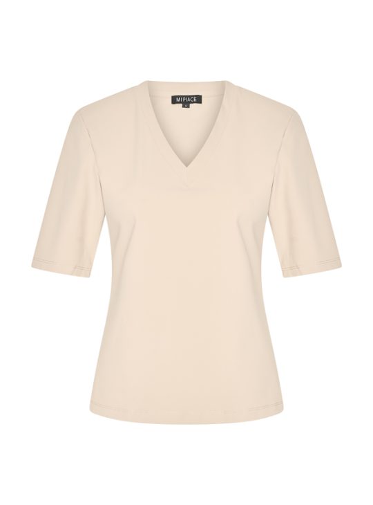 Mi Piace Travelstof Top V-Hals beige 202271