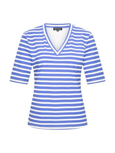 Mi Piace Travelstof Top V-Hals cobalt offwhite stripe 202271