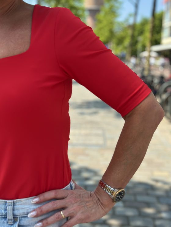 Mi Piace Travelstof Top Vierkante Hals rood 202609 - Afbeelding 2