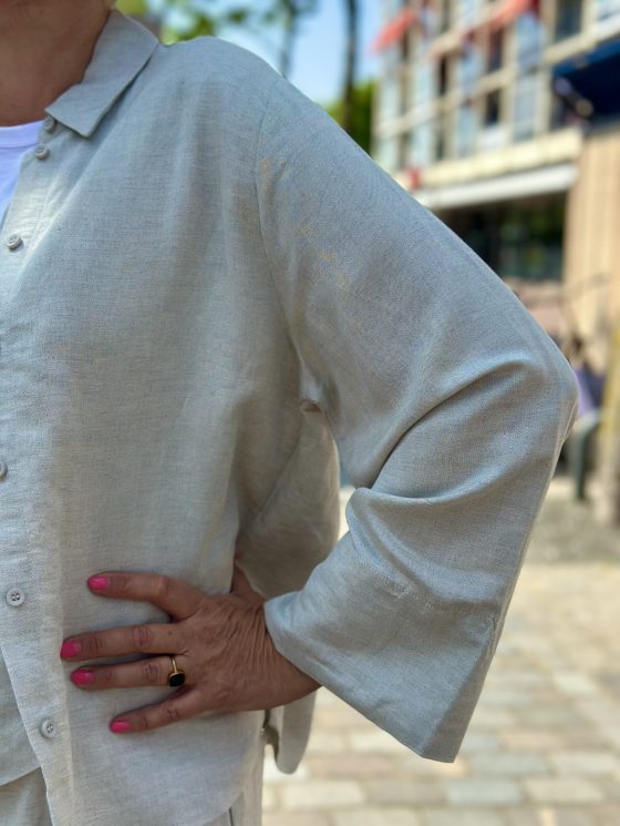 Mi Piace Linnen Blouse 2020085 beige - Afbeelding 3