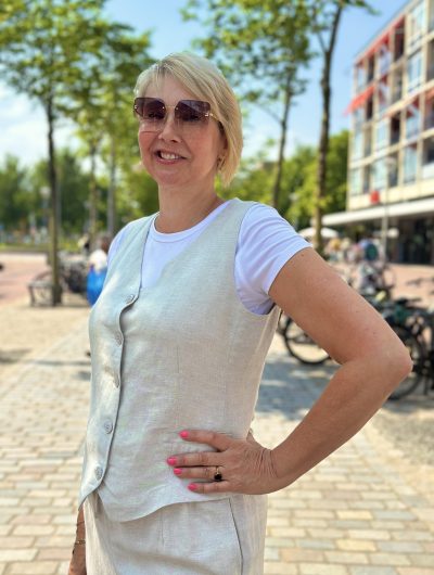 Mi Piace Linnen Gilet beige 2020027