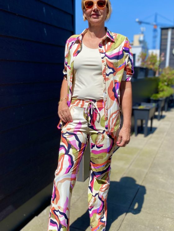 Mi Piace Travelstof Blouse Korte Mouw multicolour picasso print 202270 - Afbeelding 2
