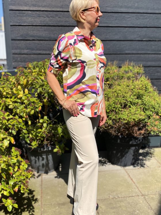 Mi Piace Travelstof Blouse Korte Mouw multicolour picasso print 202270 - Afbeelding 4