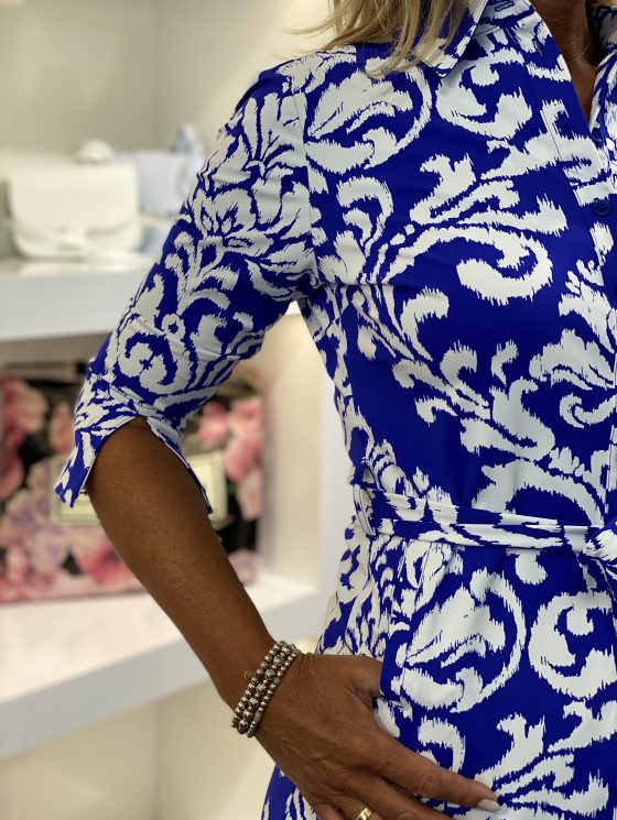 Mi Piace Travelstof Jurk cobalt offwhite ornament print 202092 - Afbeelding 4