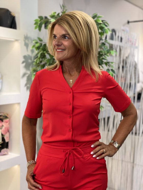 Mi Piace Travelstof Blouse Korte Mouw rood 202603