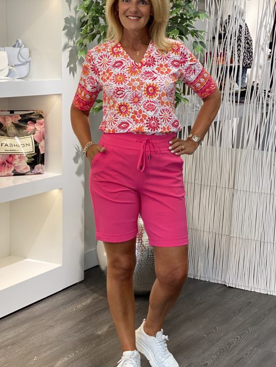 Mi Piace Travelstof iets wijdere Korte Broek fuchsia 202423 - Afbeelding 2