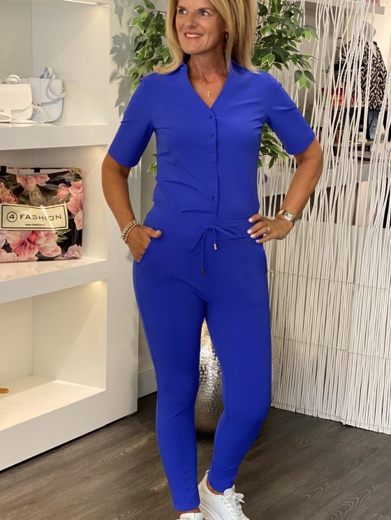 Mi Piace Travelstof Blouse Korte Mouw cobalt 202603 - Afbeelding 2
