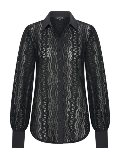 Mi Piace Travelstof Blouse Kant zwart 202352
