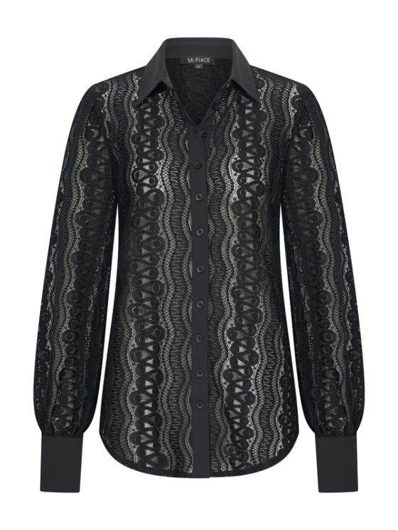 Mi Piace Travelstof Blouse Kant zwart 202352