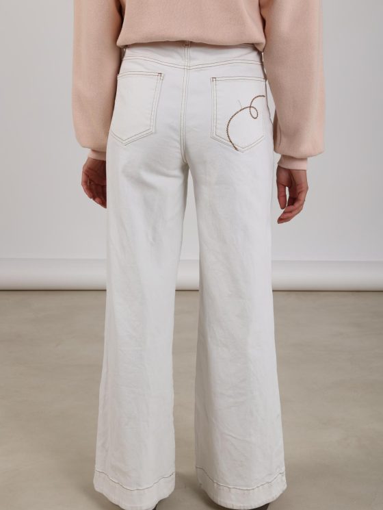 Nukus Abby Broek Denim Embroidery off white - Afbeelding 3