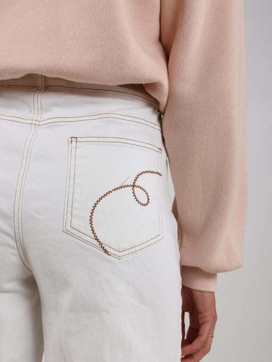 Nukus Abby Broek Denim Embroidery off white - Afbeelding 5