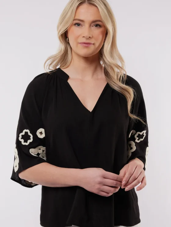 C&S Braga blouse top  zwart - Afbeelding 2