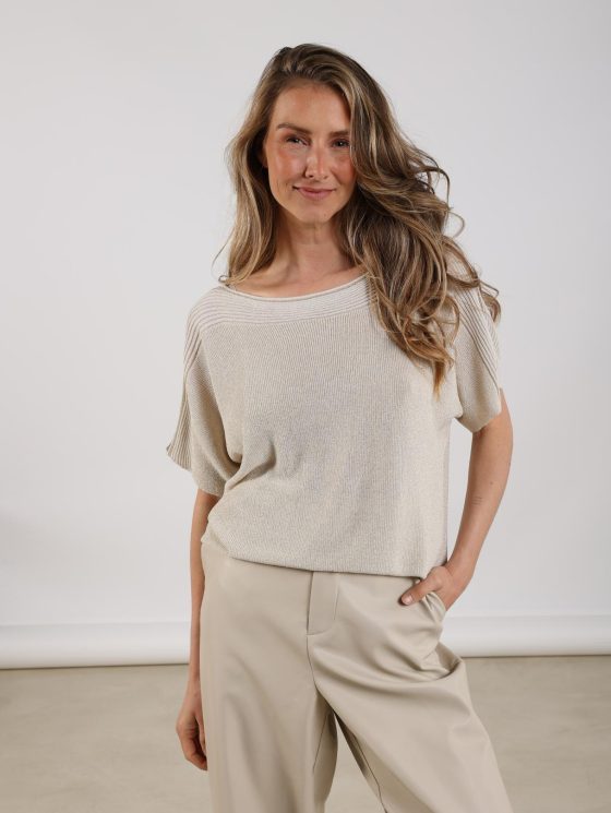 Nukus Merla Top Lurex zand - Afbeelding 2
