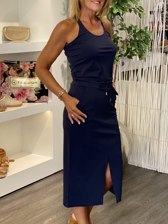 Mi Piace Travelstof Halflange Rok donkerblauw 202424
