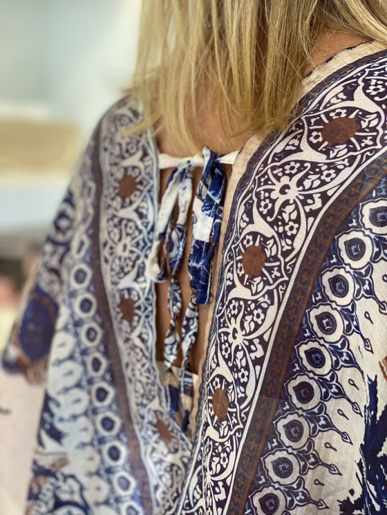 Tan Fashion Blouse creme donkerblauw - Afbeelding 4