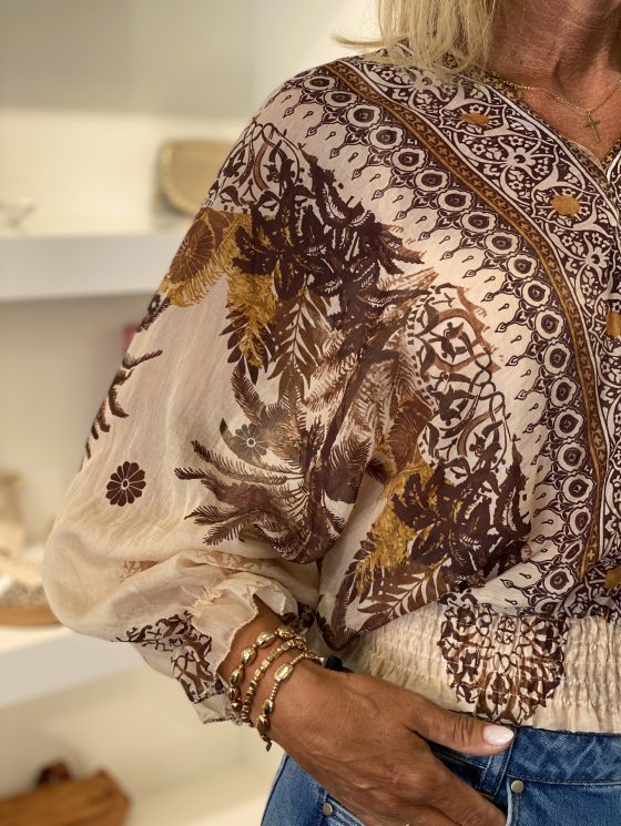 Tan Fashion Blouse creme bruin - Afbeelding 3