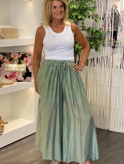 Tan Fashion Extra Wijde Broek zeegroen