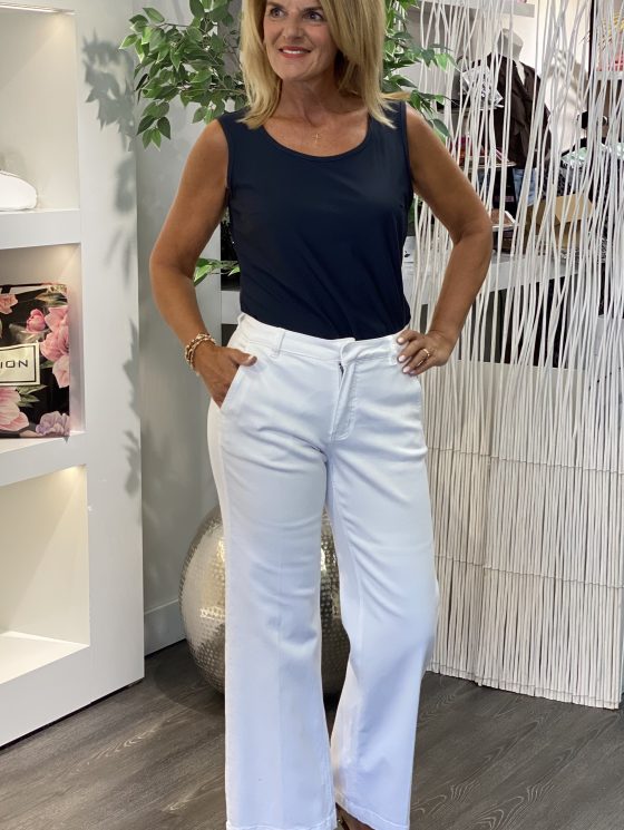 Angelle Milan Travelstof Mouwloze Top 1654 donkerblauw - Afbeelding 2