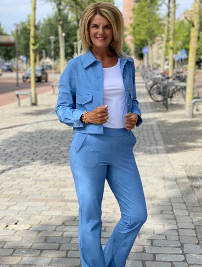 Mi Piace Bonded Travelstof Wijde Broek bleached denim 202624