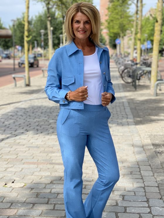 Mi Piace Bonded Travelstof Wijde Broek bonded bleached denim 202624
