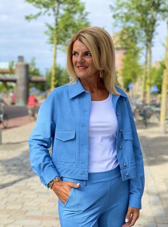 Mi Piace Travelstof Jacket bonded bleached denim 202628