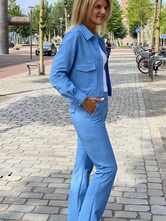 Mi Piace Bonded Travelstof Broek blue denim  202631