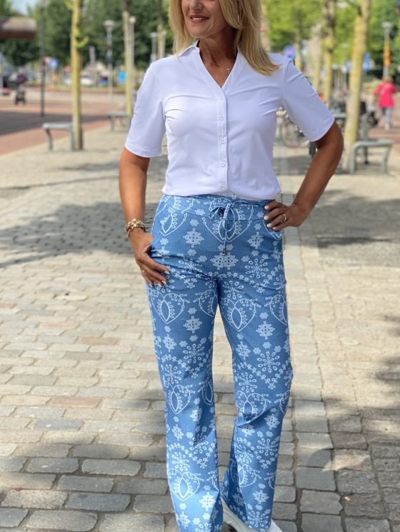 Mi Piace Travelstof Blouse Korte Mouw wit 202603 - Afbeelding 2