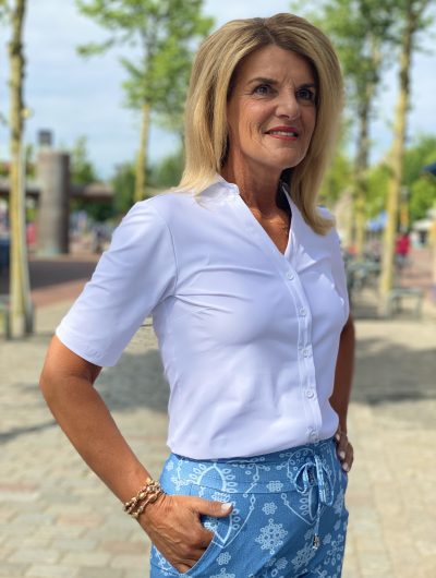 Mi Piace Travelstof Blouse Korte Mouw wit 202603