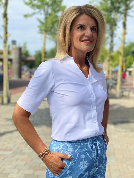 Mi Piace Travelstof Blouse Korte Mouw wit 202603