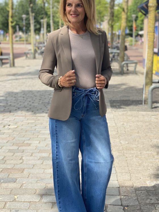Fashion Halflange Blazer 0406 taupe - Afbeelding 2