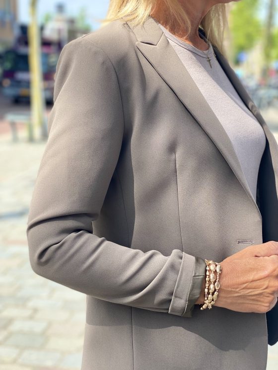 Fashion Halflange Blazer 0406 taupe - Afbeelding 3