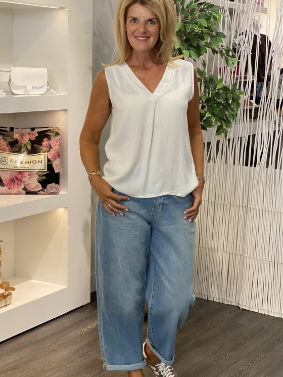 Fashion Mouwloze Viscose Top offwhite - Afbeelding 2