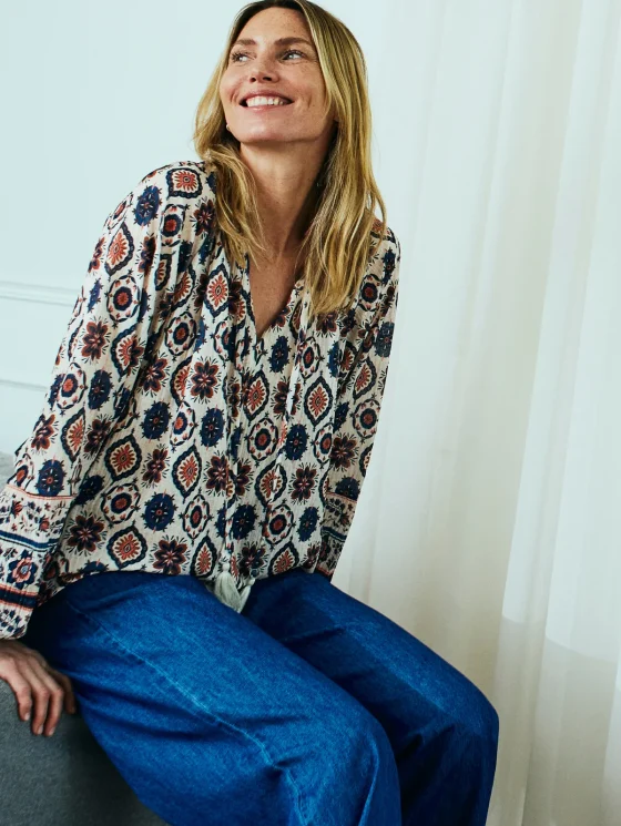 Freequent Nomes Blouse moonbeam w. baked apple - Afbeelding 2