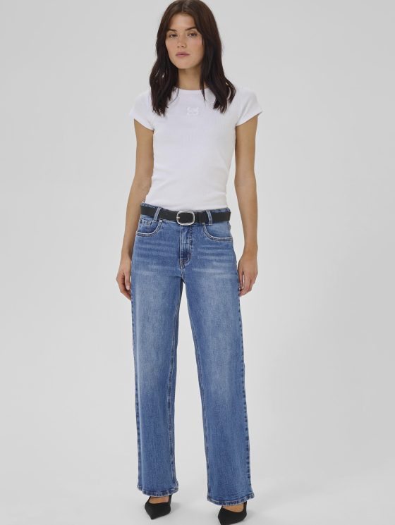 My Essential Wardrobe Louis 144 High Wide Broek L34 medium blue wash