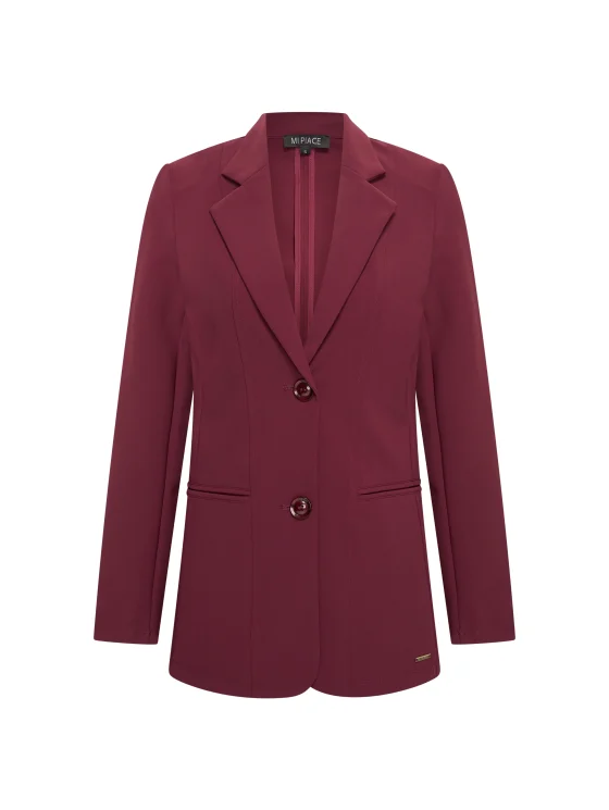 Mi Piace Bonded Travelstof Lange Blazer 202634 burgundy - Afbeelding 4