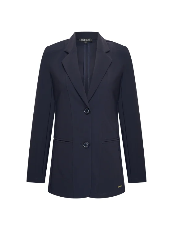 Mi Piace Bonded Travelstof Lange Blazer 202634 donkerblauw - Afbeelding 4