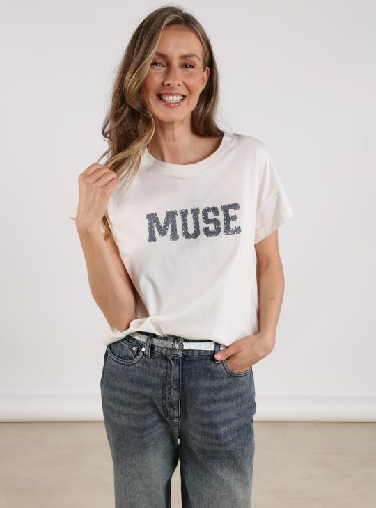 Nukus Lou Shirt offwhite donkerblauw