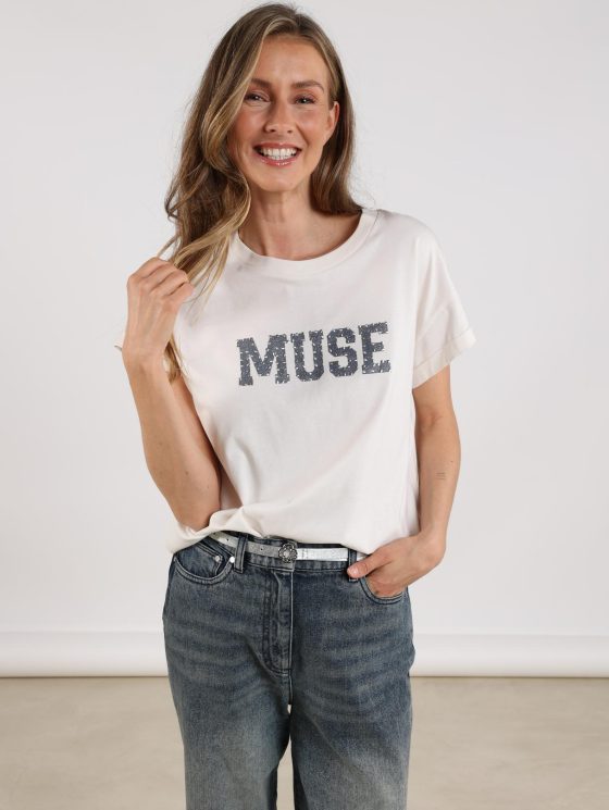 Nukus Lou Shirt offwhite donkerblauw
