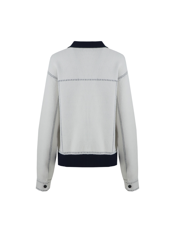 C&S Clemence Knit Jacket wool white midnight blue - Afbeelding 5