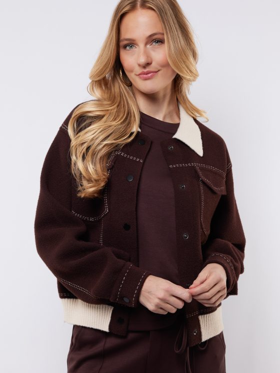 C&S Clemence Knit Jacket dark brown sand