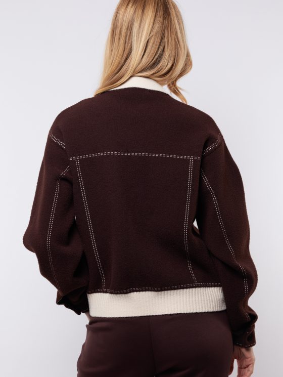 C&S Clemence Knit Jacket dark brown sand - Afbeelding 3