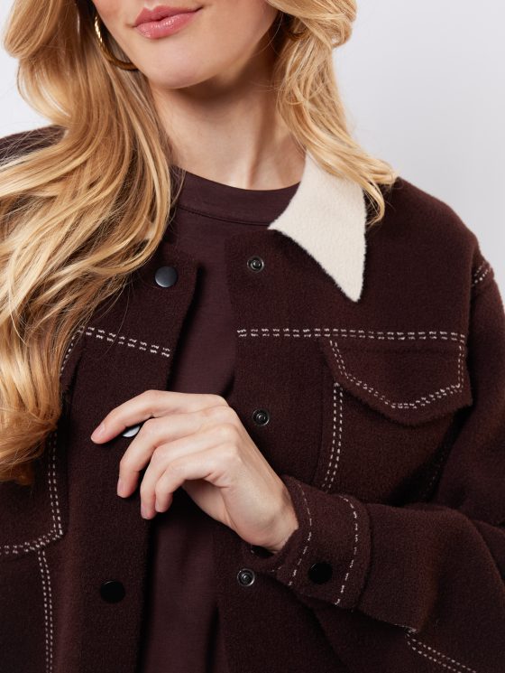 C&S Clemence Knit Jacket dark brown sand - Afbeelding 2